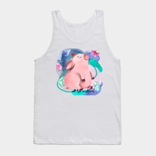 Cute Piglet and Flower Tank Top